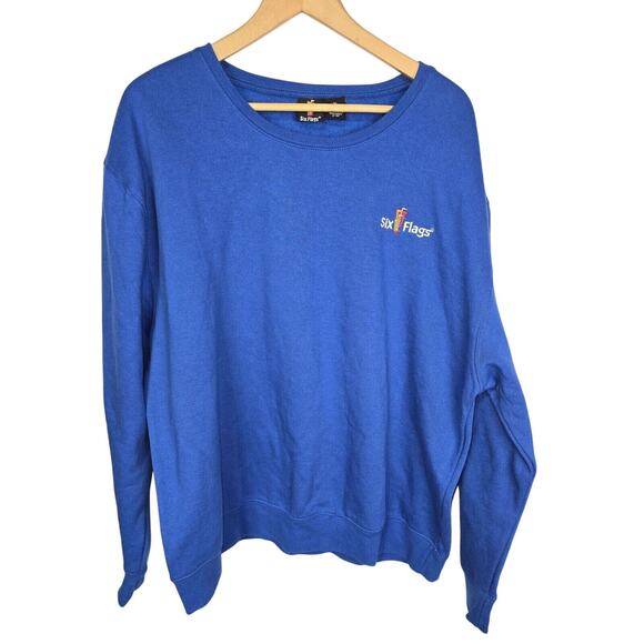 Six Flags Amusement Park Employee Uniform Sweatshirt Blue Size XL - Picture 1 of 5